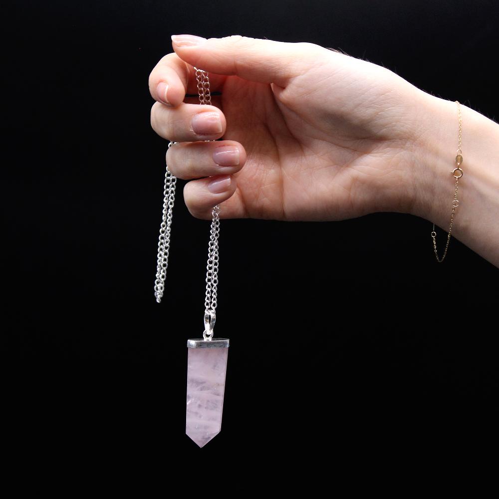 Ancient Wisdom Gemstone Flat Pencil Pendant - Rock Quartz