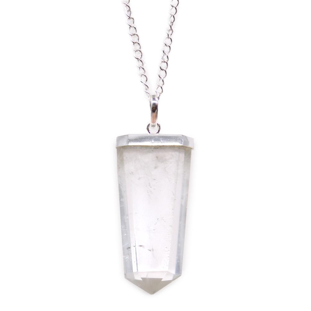 ancient wisdom Gemstone Flat Pencil Pendant - Rock Quartz