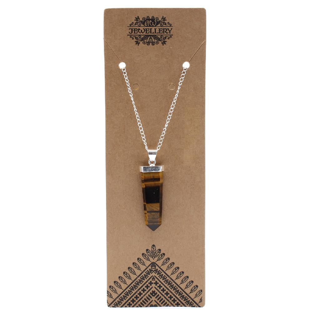 Ancient Wisdom Gemstone Flat Pencil Pendant - Tiger Eye