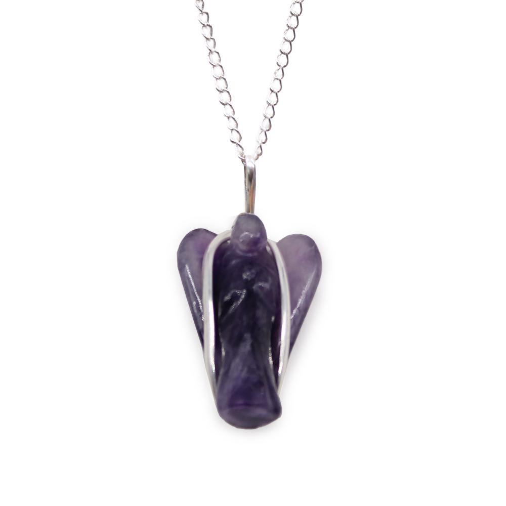 ancient wisdom Gemstone Guardian Angel Pendant - Amethyst