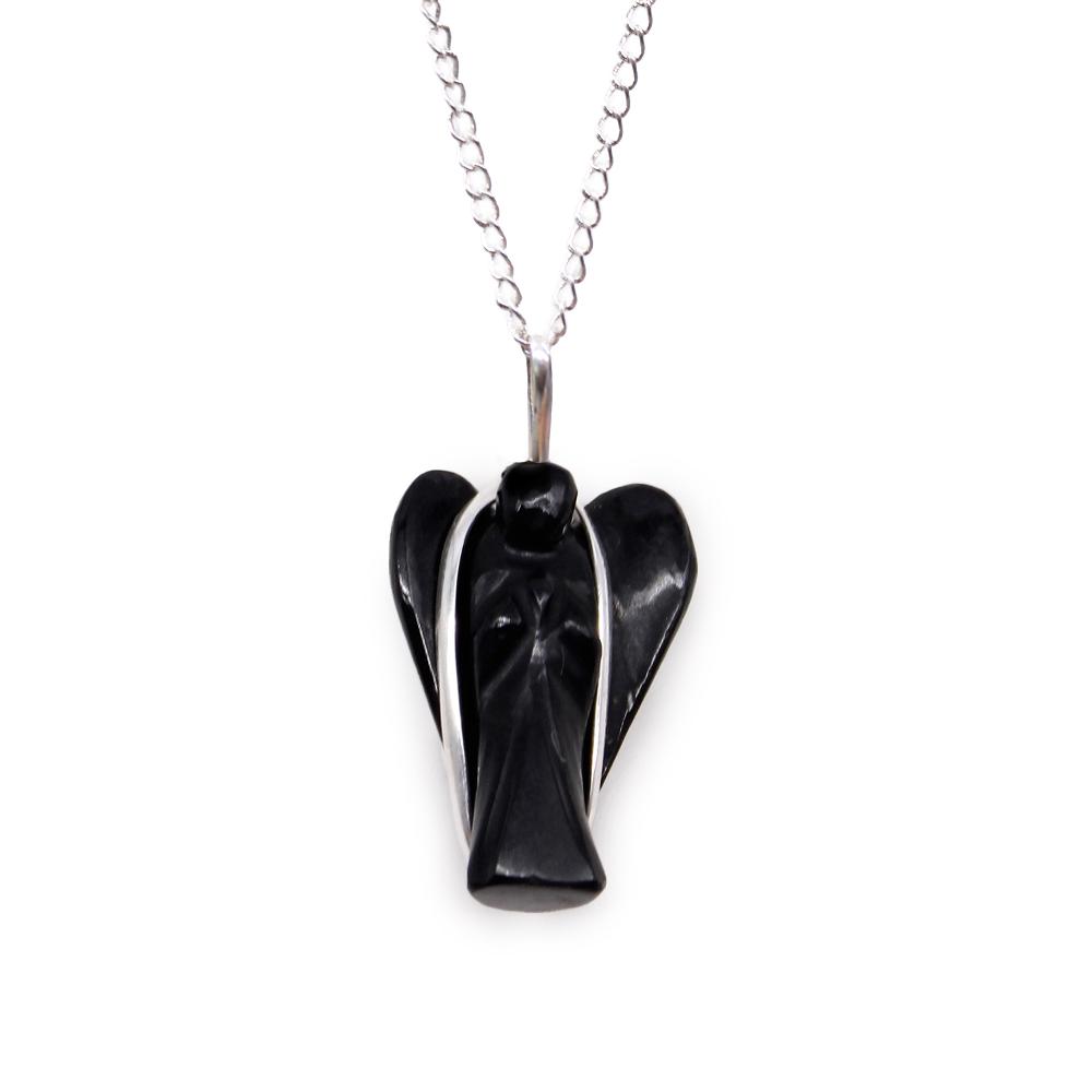 ancient wisdom Gemstone Guardian Angel Pendant - Black Agate