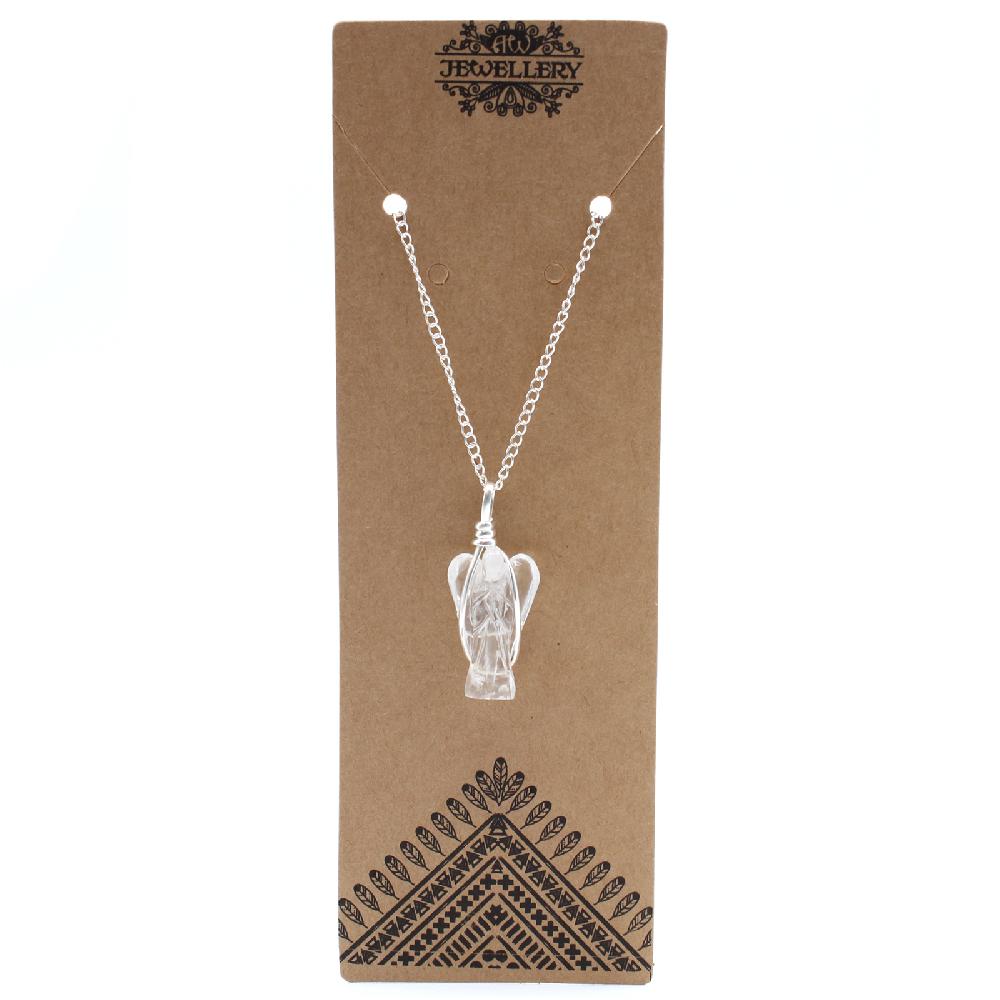 Ancient Wisdom Gemstone Guardian Angel Pendant - Rock Quartz