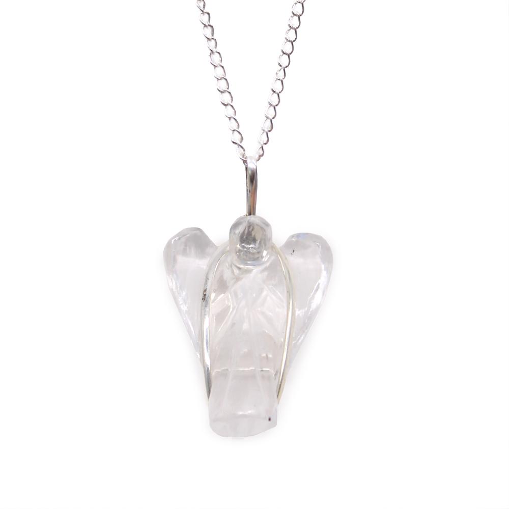 Ancient Wisdom Gemstone Guardian Angel Pendant - Rock Quartz