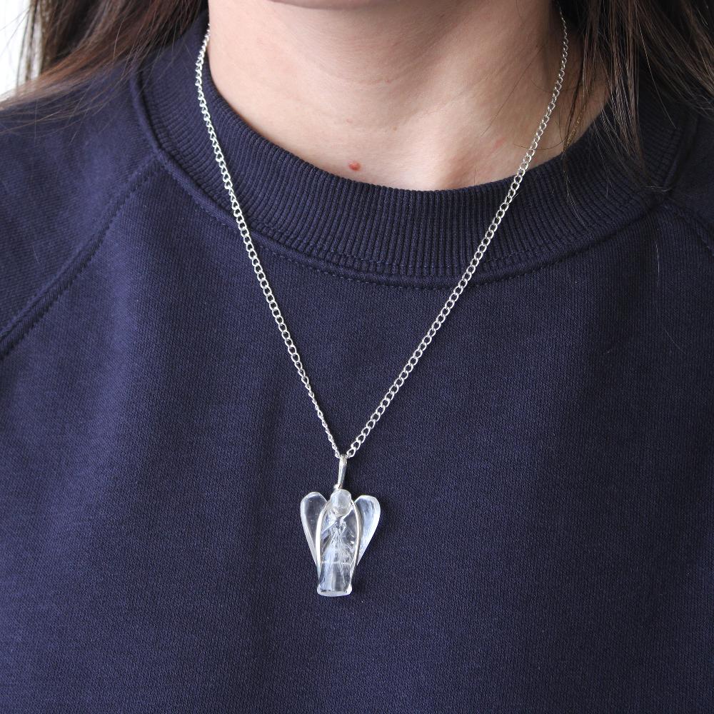 ancient wisdom Gemstone Guardian Angel Pendant - Rock Quartz
