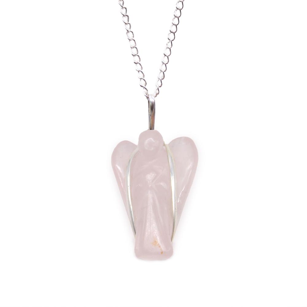 ancient wisdom Gemstone Guardian Angel Pendant - Rose Quartz