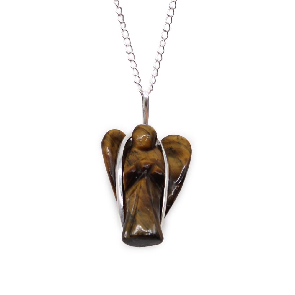 ancient wisdom Gemstone Guardian Angel Pendant - Tiger Eye