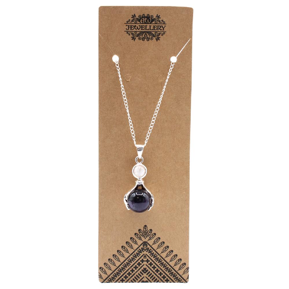Ancient Wisdom Gemstone Healing Hands Pendant - Amethyst