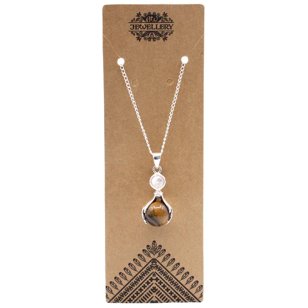 Ancient Wisdom Gemstone Healing Hands Pendant - Tiger Eye
