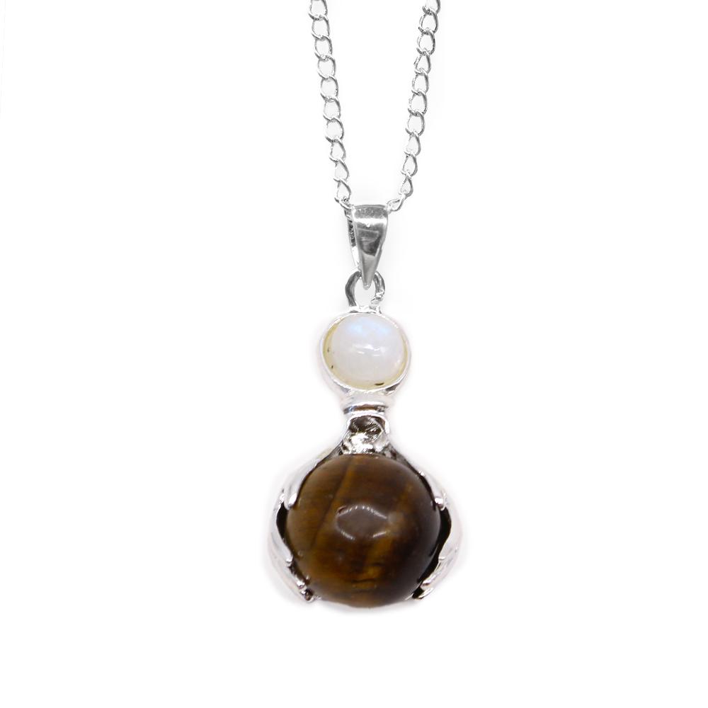 Ancient Wisdom Gemstone Healing Hands Pendant - Tiger Eye