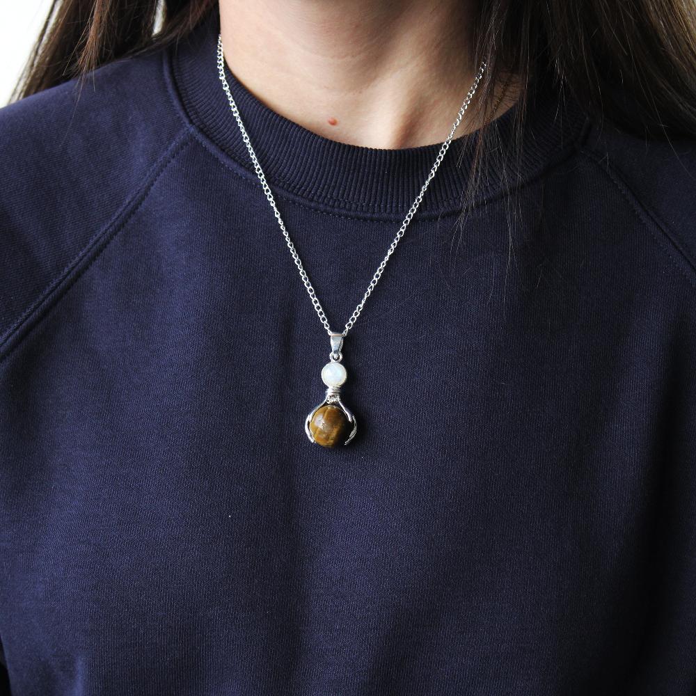 ancient wisdom Gemstone Healing Hands Pendant - Tiger Eye