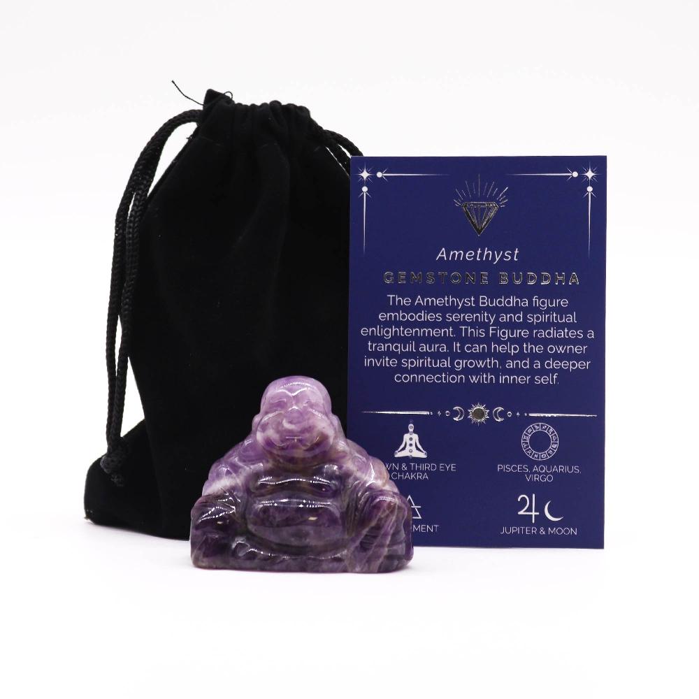 ancient wisdom Gemstone Large Buddha - Amethyst 50x40x20mm