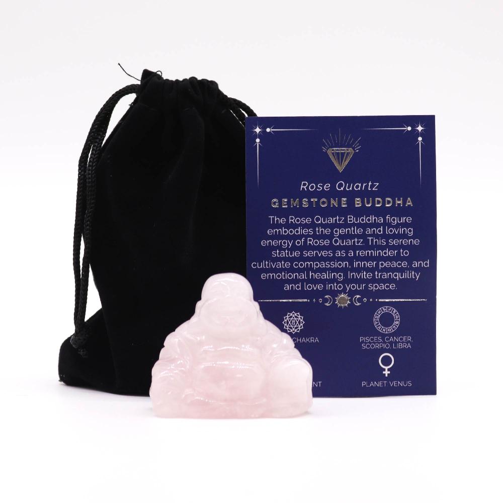 ancient wisdom Gemstone Large Buddha - Rose Quartz 50x40x20mm