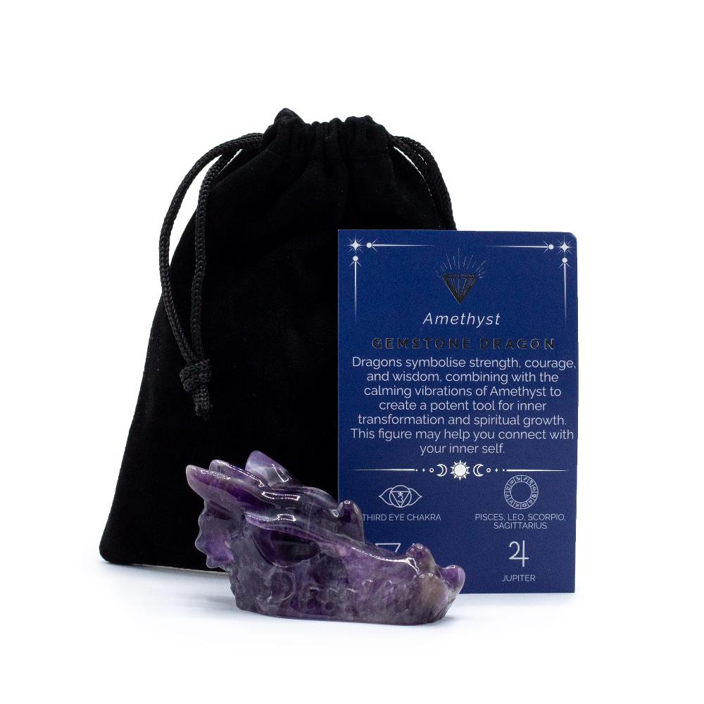 ancient wisdom Gemstone Large Dragon Head- Amethyst 60x30x35mm