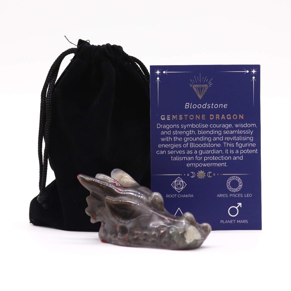 ancient wisdom Gemstone Large Dragon Head- Bloodstone 60x30x35mm