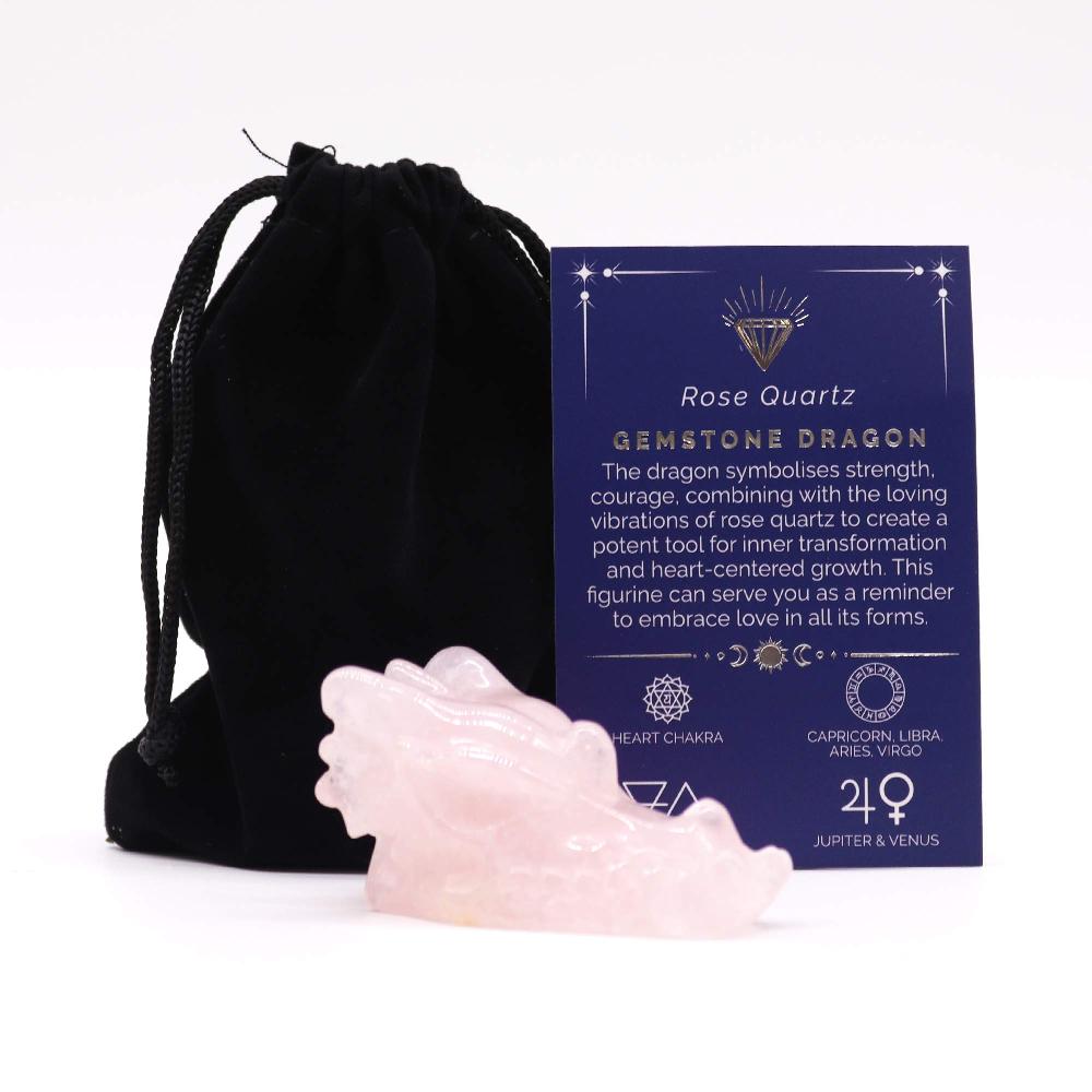 ancient wisdom Gemstone Large Dragon Head- Rose Quartz 60x30x35mm