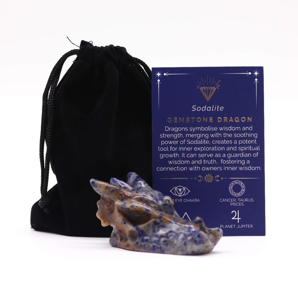 ancient wisdom Gemstone Large Dragon Head- Sodalite 60x30x35mm