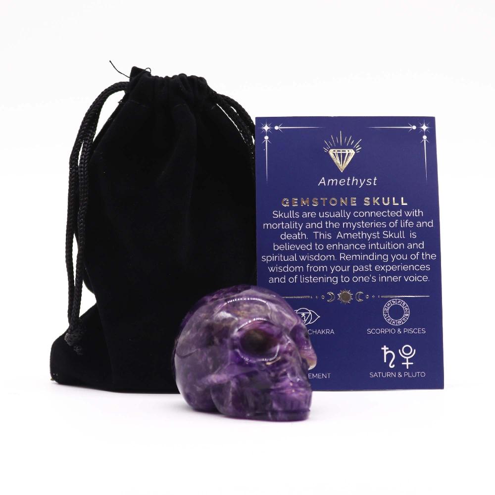 ancient wisdom Gemstone Lrg Skull - Amethyst- 50x40x30mm