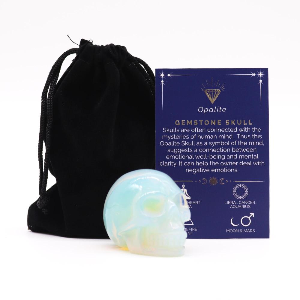 ancient wisdom Gemstone Lrg Skull - Opalite- 50x40x30mm