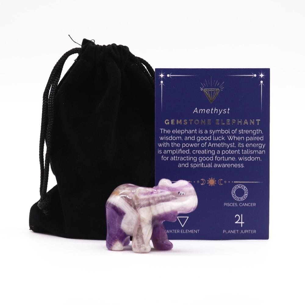 ancient wisdom Gemstone Lucky Elephant - Amethyst 50x35x25mm