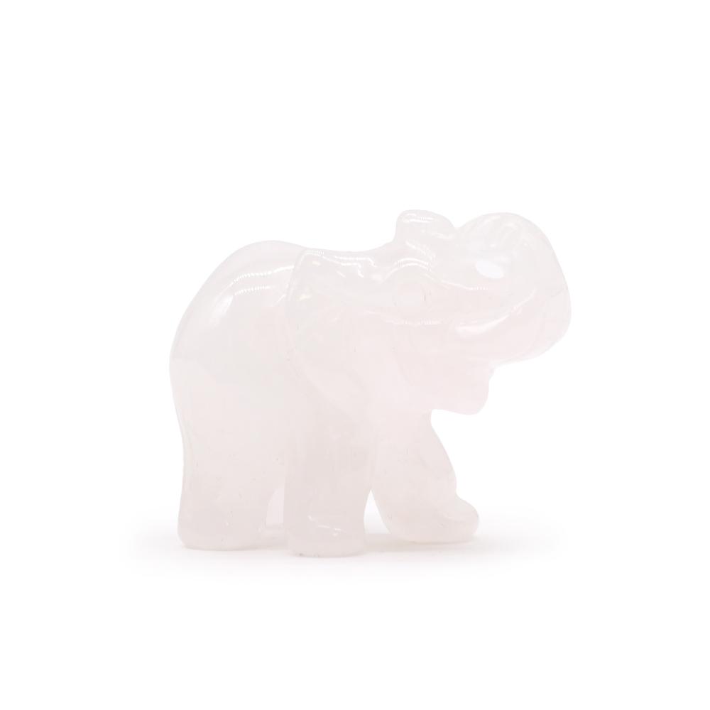 ancient wisdom Gemstone Lucky Elephant - White Wisdom Quartz 50x35x25mm