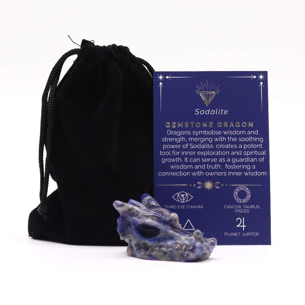 ancient wisdom Gemstone Small Dragon Head- Sodalite 45x30x28mm