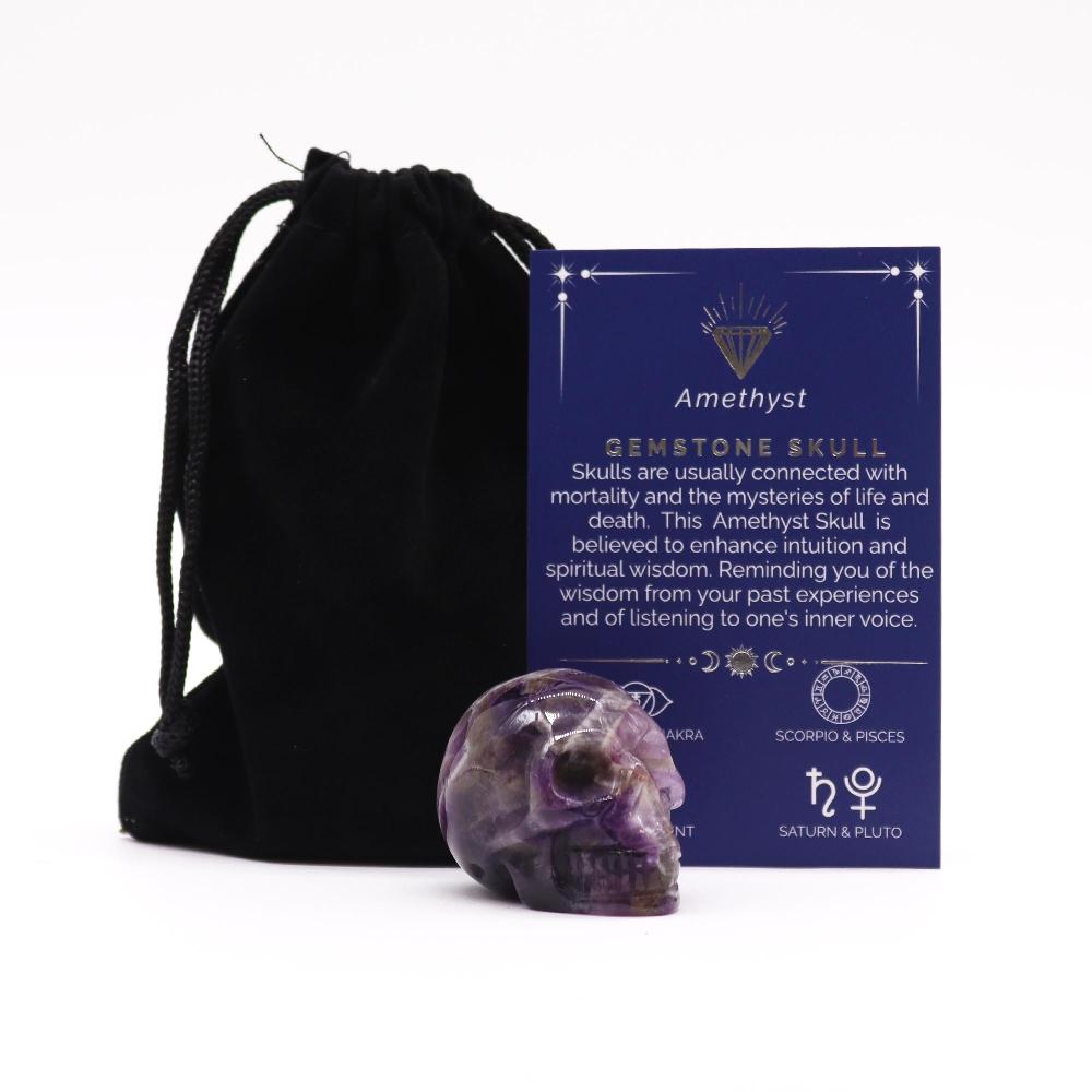 ancient wisdom Gemstone Small Skull - Amethyst - 40x30x28mm