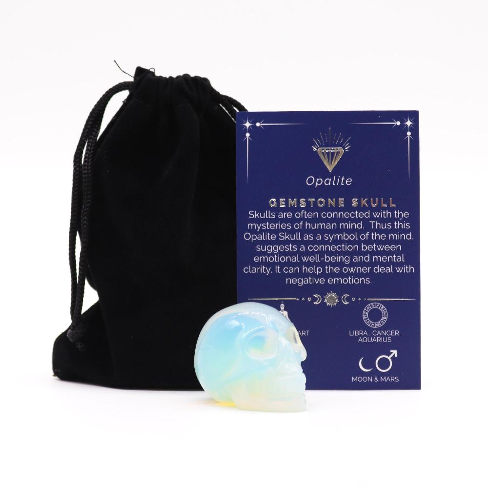 ancient wisdom Gemstone Small Skull - Opalite - 40x30x28mm