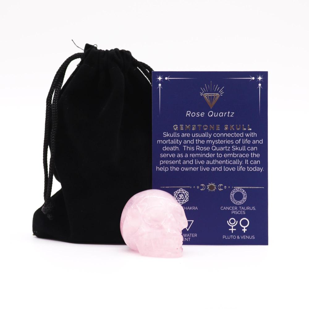 ancient wisdom Gemstone Small Skull - Rose Quartz - 40x30x28mm