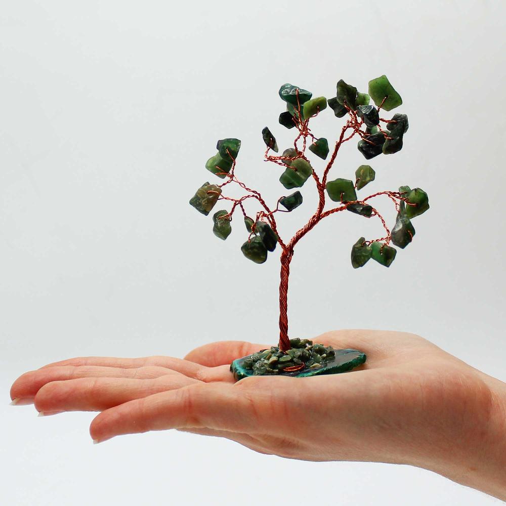 Ancient Wisdom Gemstone Tree - Green Aventurine On Green Agate Base (35 Stones)