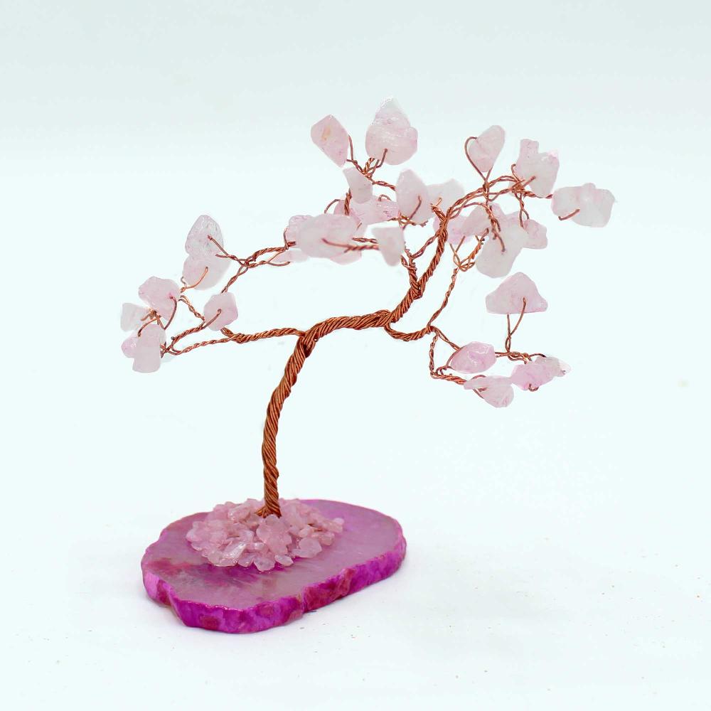 Ancient Wisdom Gemstone Tree - Rose Quartz On Pink Agate Base (35 Stones)