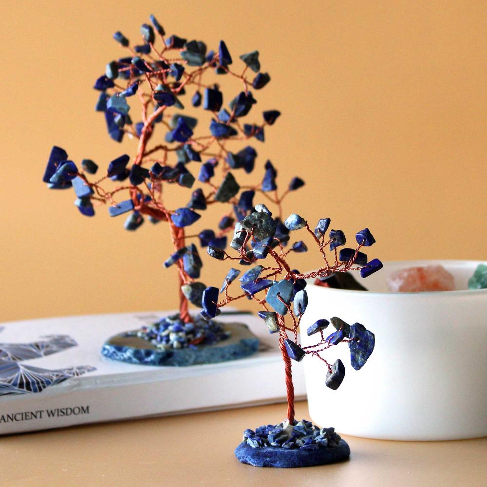 Ancient Wisdom Gemstone Tree - Sodalite On Blue Agate Base (35 Stones)