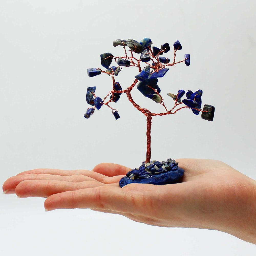 Ancient Wisdom Gemstone Tree - Sodalite On Blue Agate Base (35 Stones)