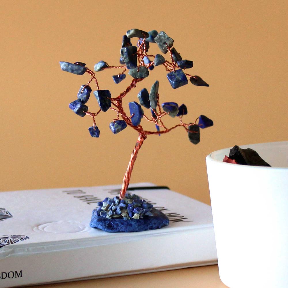 ancient wisdom Gemstone Tree - Sodalite on Blue Agate Base (35 stones)