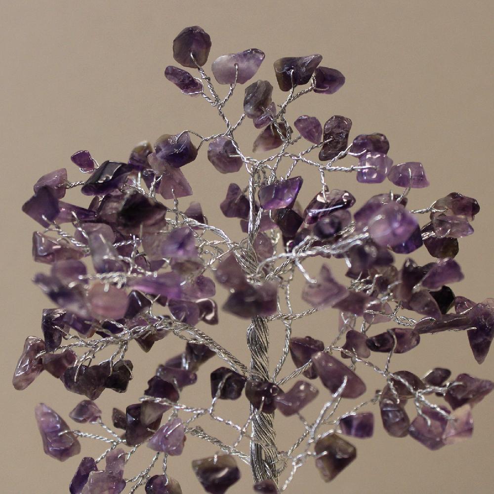 Ancient Wisdom Gemstone Tree With Orgonite Base - 160 Stone - Amethyst