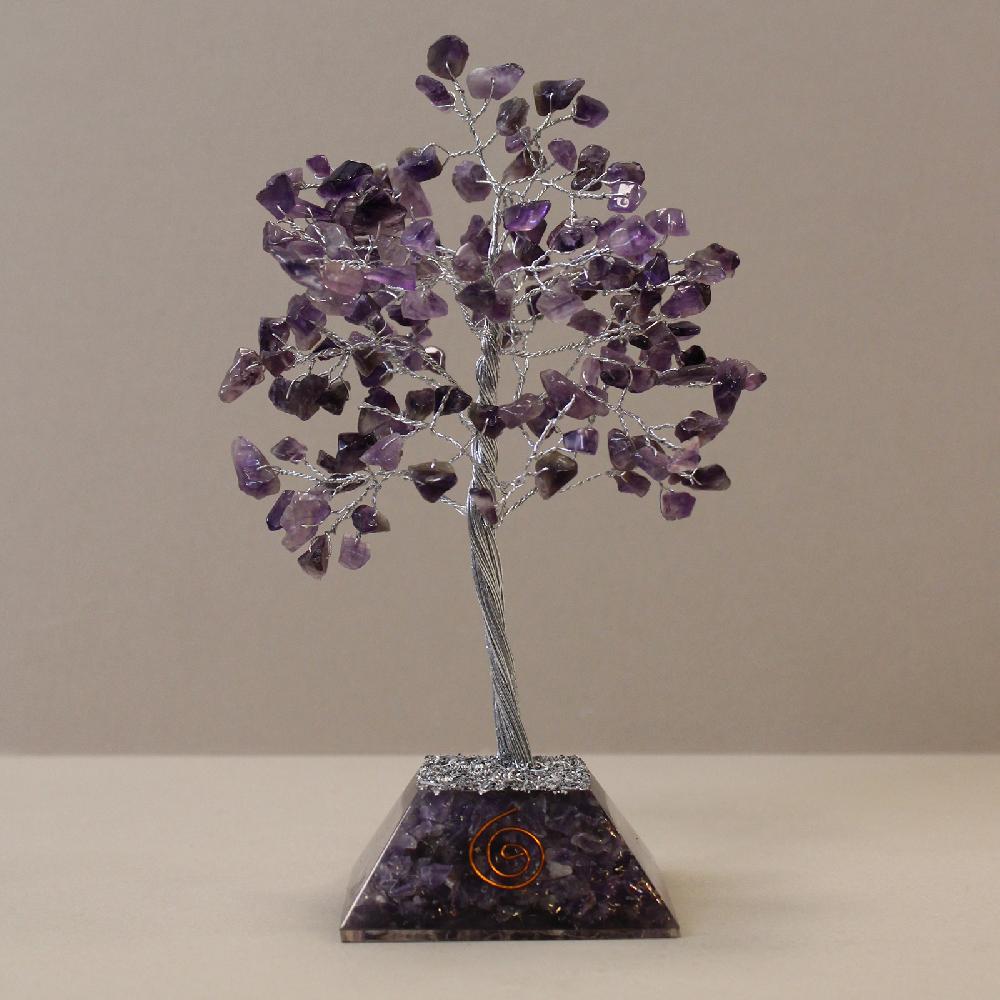 ancient wisdom Gemstone Tree with Orgonite Base - 160 Stone - Amethyst