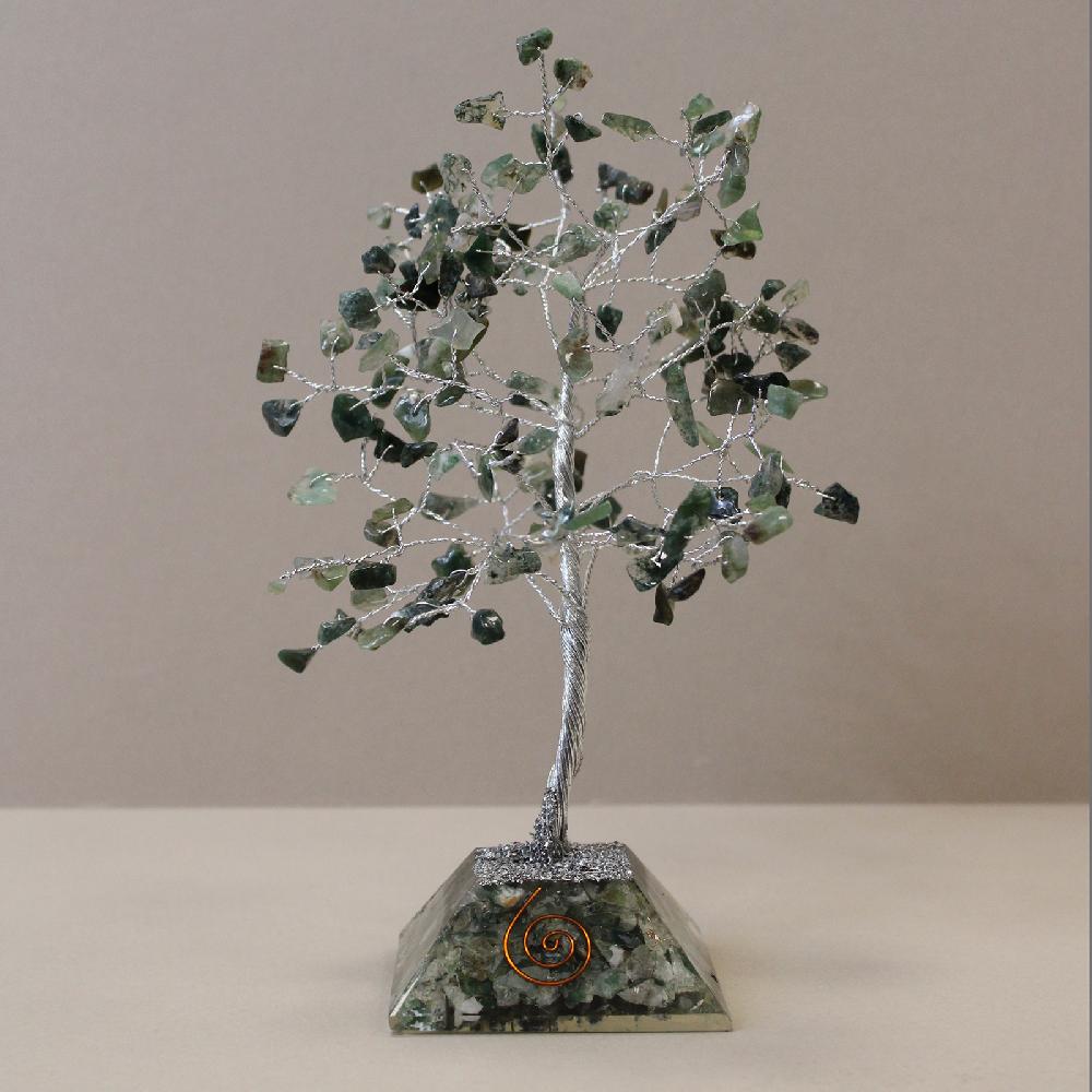 ancient wisdom Gemstone Tree with Orgonite Base - 160 Stone - Moss Agate