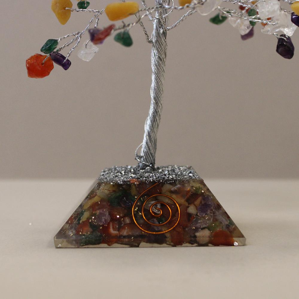 Ancient Wisdom Gemstone Tree With Orgonite Base - 160 Stone - Multi