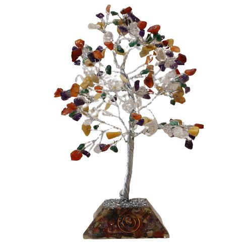Ancient Wisdom Gemstone Tree With Orgonite Base - 160 Stone - Multi