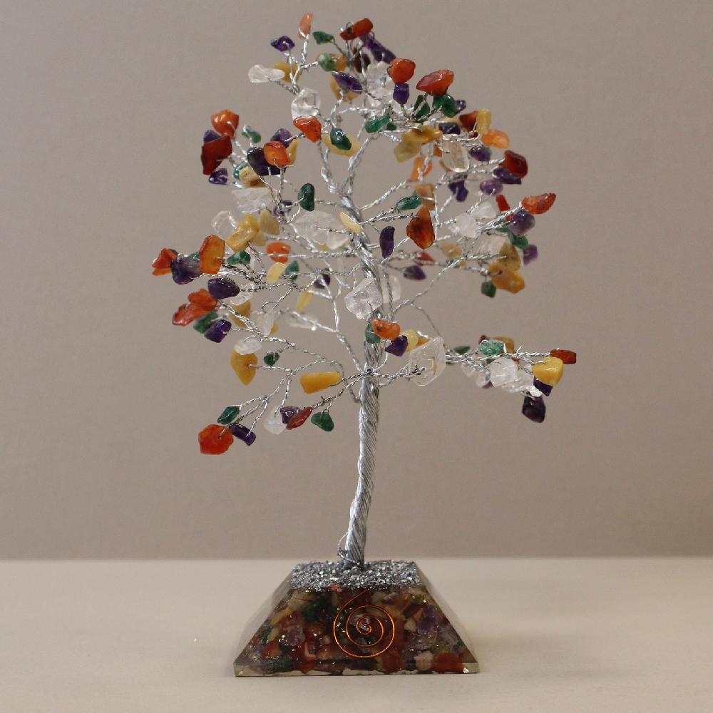 ancient wisdom Gemstone Tree with Orgonite Base - 160 Stone - Multi