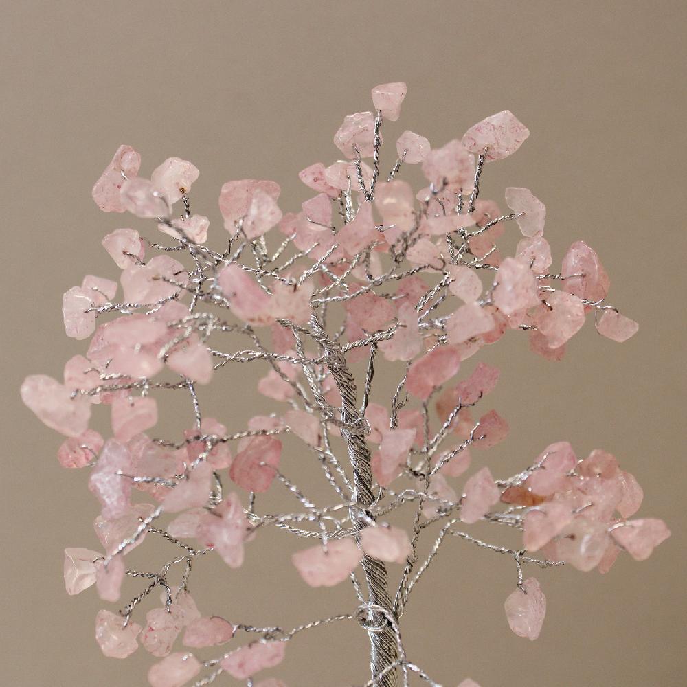 Ancient Wisdom Gemstone Tree With Orgonite Base - 160 Stone - Rose Quartz