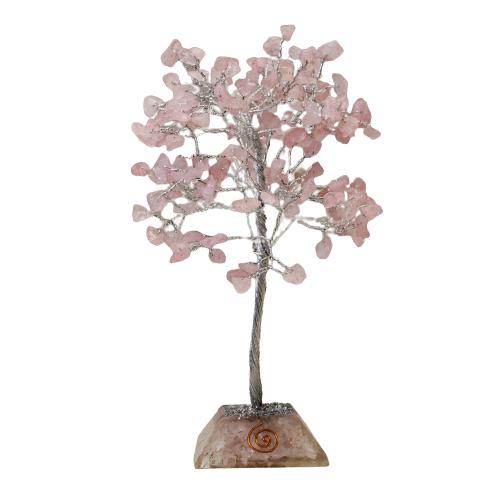 Ancient Wisdom Gemstone Tree With Orgonite Base - 160 Stone - Rose Quartz
