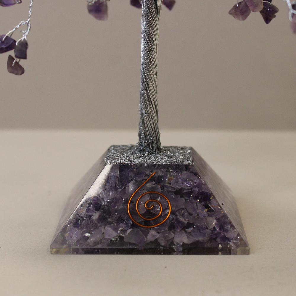 Ancient Wisdom Gemstone Tree With Orgonite Base - 320 Stone - Amethyst