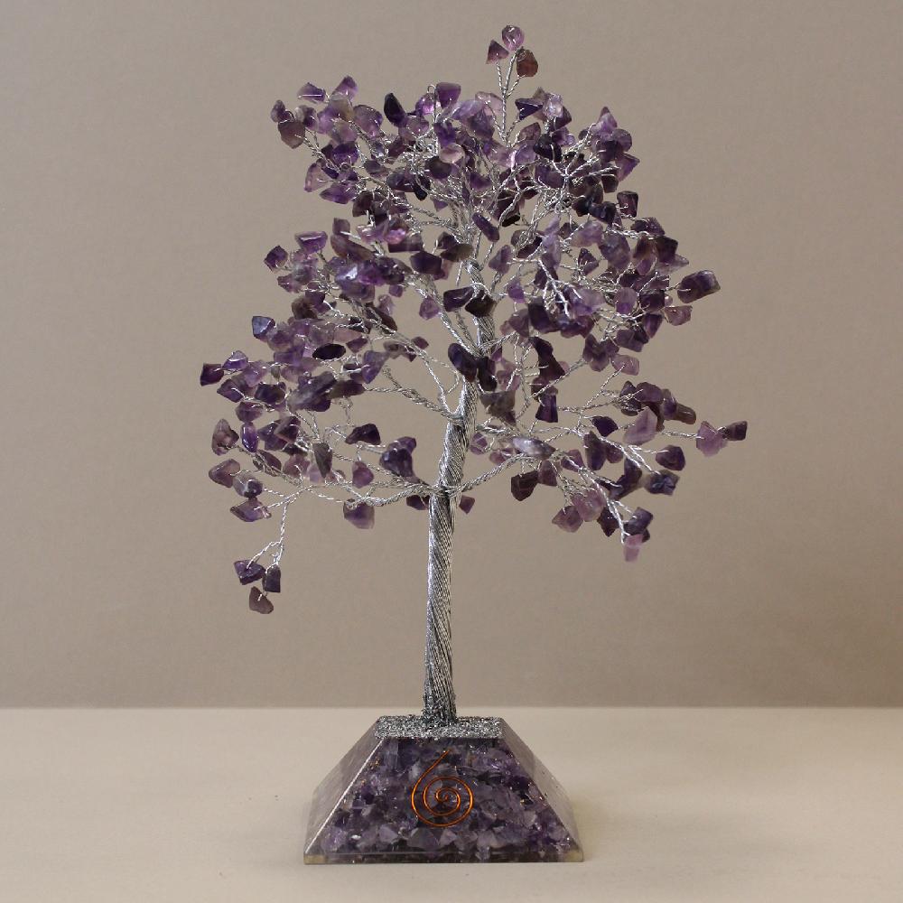 ancient wisdom Gemstone Tree with Orgonite Base - 320 Stone - Amethyst