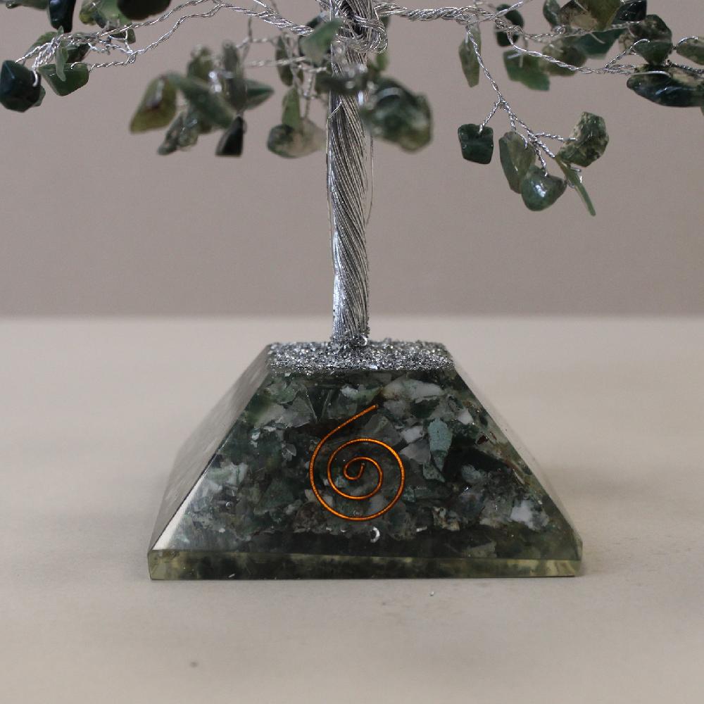 Ancient Wisdom Gemstone Tree With Orgonite Base - 320 Stone - Moss Agate