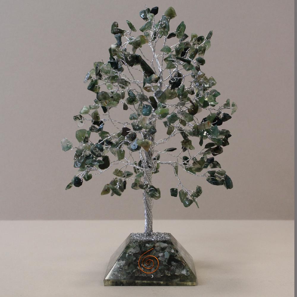 ancient wisdom Gemstone Tree with Orgonite Base - 320 Stone - Moss Agate