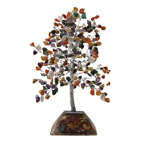 Ancient Wisdom Gemstone Tree With Orgonite Base - 320 Stone - Multi