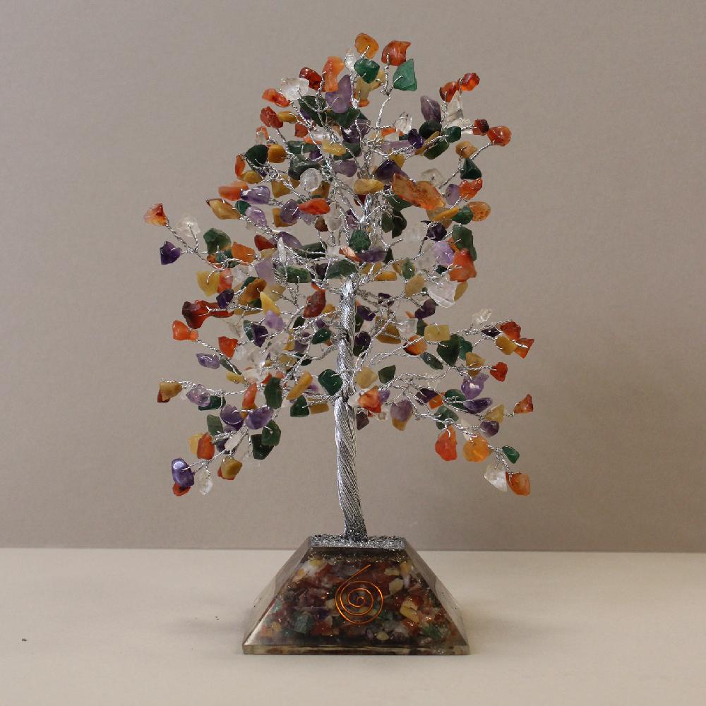 ancient wisdom Gemstone Tree with Orgonite Base - 320 Stone - Multi