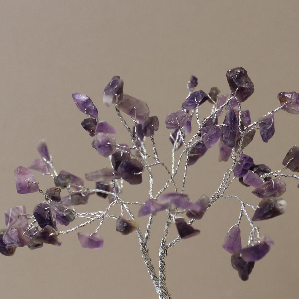 Ancient Wisdom Gemstone Tree With Orgonite Base - 80 Stone - Amethyst