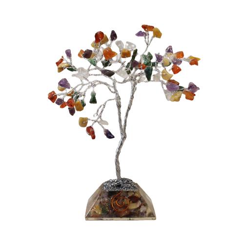 Ancient Wisdom Gemstone Tree With Orgonite Base - 80 Stone - Multi