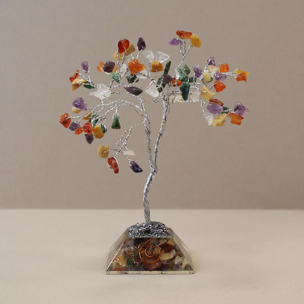 ancient wisdom Gemstone Tree with Orgonite Base - 80 Stone - Multi